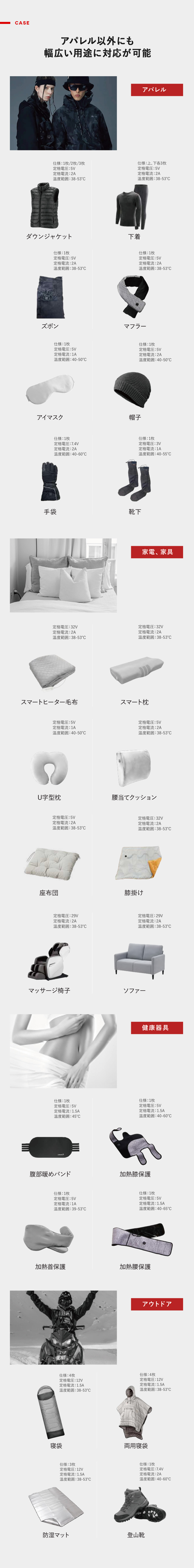 アパレル以外にも幅広い用途に対応が可能